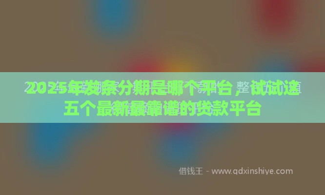 2025年发条分期是哪个平台，试试这五个最新最靠谱的贷款平台