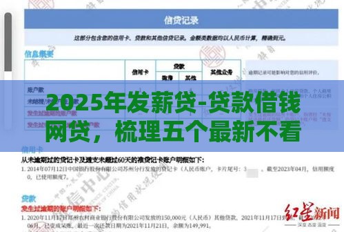 2025年发薪贷-贷款借钱网贷，梳理五个最新不看征信的网贷平台最容易通过的