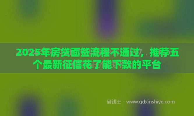 2025年房贷面签流程不通过，推荐五个最新征信花了能下款的平台