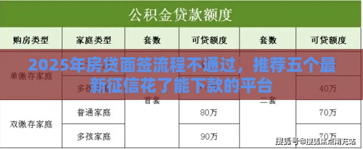 2025年房贷面签流程不通过，推荐五个最新征信花了能下款的平台