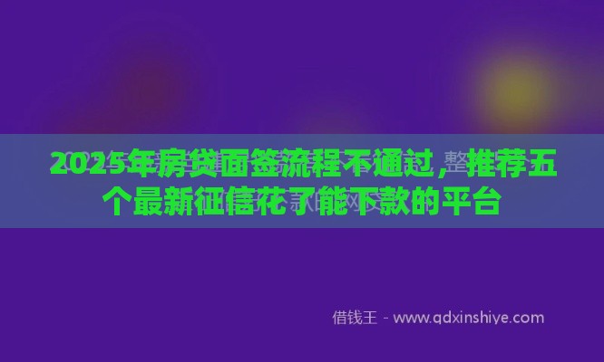 2025年房贷面签流程不通过，推荐五个最新征信花了能下款的平台