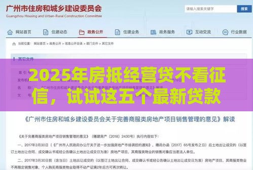 2025年房抵经营贷不看征信，试试这五个最新贷款平台最容易贷