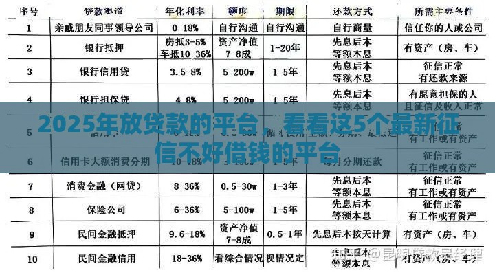 2025年放贷款的平台，看看这5个最新征信不好借钱的平台