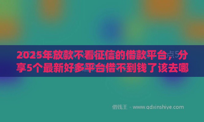 2025年放款不看征信的借款平台，分享5个最新好多平台借不到钱了该去哪借钱