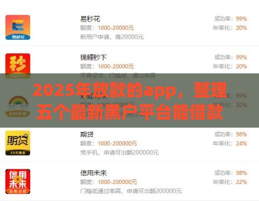 2025年放款的app，整理五个最新黑户平台能借款