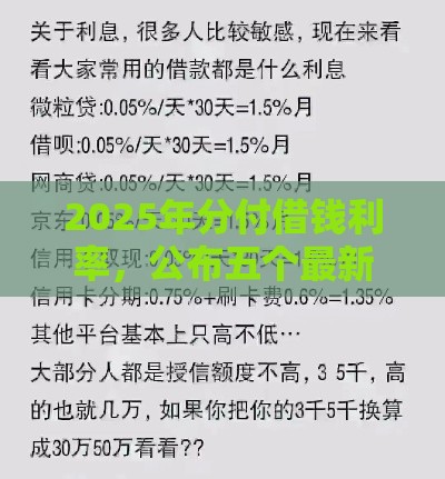 2025年分付借钱利率，公布五个最新平台借钱利息低