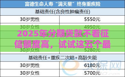 2025年分期贷款不看征信额度高，试试这五个最新国外贷款平台