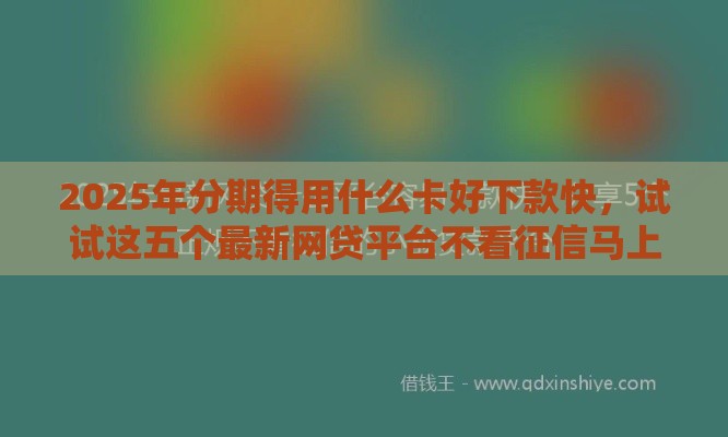 2025年分期得用什么卡好下款快，试试这五个最新网贷平台不看征信马上通过的