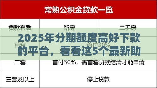 2025年分期额度高好下款的平台，看看这5个最新助贷公司黑户口子有什么