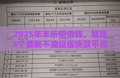 2025年丰乐呗借钱，整理5个最新不查征信贷款平台