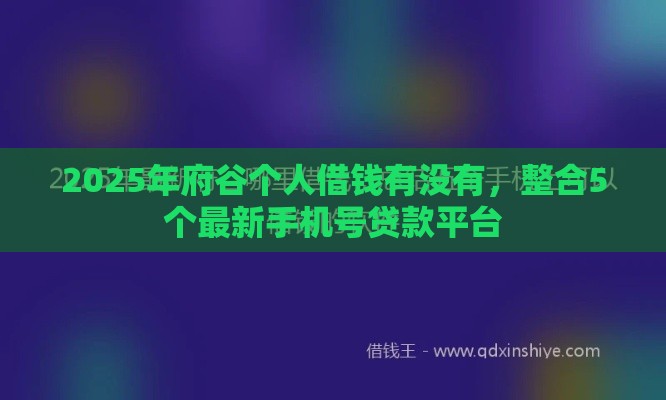 2025年府谷个人借钱有没有,整合5个最新手机号贷款平台 2025年府谷个人借钱有没有,整合5个最新手机号贷款平台