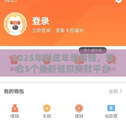 2025年刚成年想借钱，整合5个最新低息贷款平台