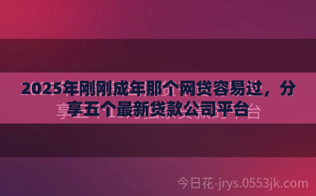 2025年刚刚成年那个网贷容易过，分享五个最新贷款公司平台
