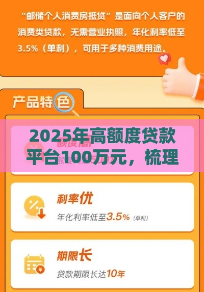 2025年高额度贷款平台100万元，梳理五个最新好用的贷款平台