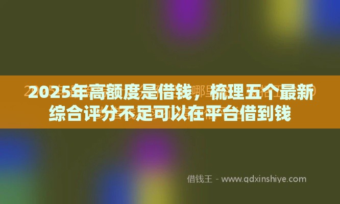 2025年高额度是借钱，梳理五个最新综合评分不足可以在平台借到钱