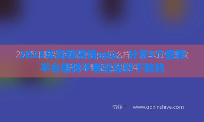2025年高额借钱app，分享5个最新平台借钱不看征信好下款的