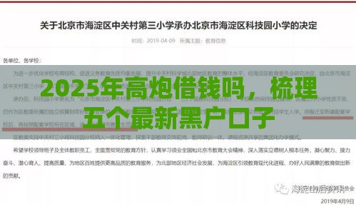 2025年高炮借钱吗,梳理五个最新黑户口子 2025年高炮借钱吗,梳理五个最新黑户口子