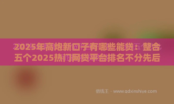 2025年高炮新口子有哪些能贷：整合五个2025热门网贷平台排名不分先后前十