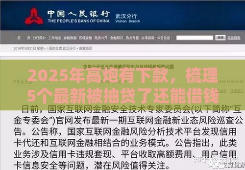 2025年高炮有下款，梳理5个最新被抽贷了还能借钱的软件