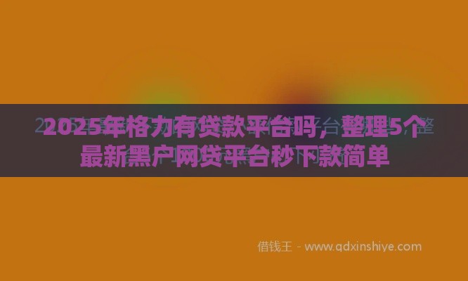 2025年格力有贷款平台吗，整理5个最新黑户网贷平台秒下款简单
