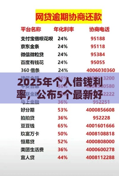 2025年个人借钱利率，公布5个最新好通过的网贷平台
