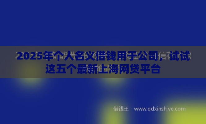 2025年个人名义借钱用于公司，试试这五个最新上海网贷平台