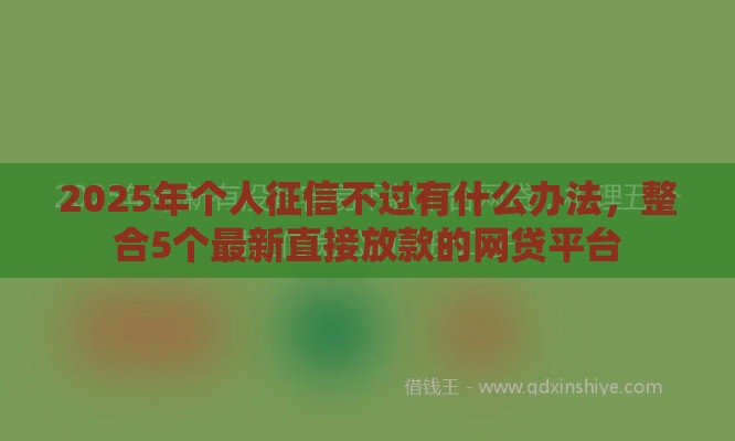 2025年个人征信不过有什么办法，整合5个最新直接放款的网贷平台