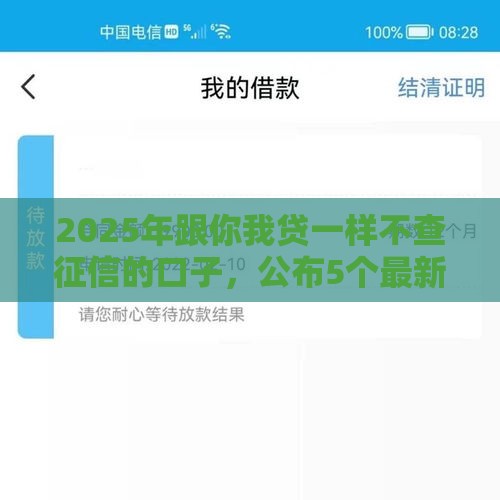 2025年跟你我贷一样不查征信的口子，公布5个最新小额网贷平台