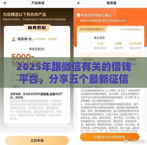 2025年跟微信有关的借钱平台，分享五个最新征信花了可以用的借款平台