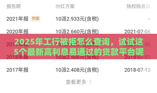 2025年工行被拒怎么查询，试试这5个最新高利息易通过的贷款平台呢