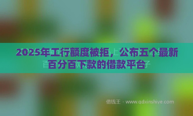 2025年工行额度被拒，公布五个最新百分百下款的借款平台