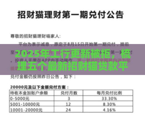 2025年工行更新被拒，梳理五个最新招财猫贷款平台怎么样