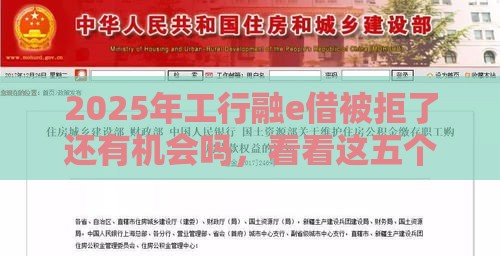 2025年工行融e借被拒了还有机会吗，看看这五个最新十八岁贷款平台