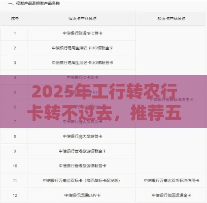 2025年工行转农行卡转不过去，推荐五个最新融享花一样的平台
