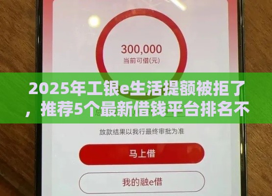 2025年工银e生活提额被拒了，推荐5个最新借钱平台排名不分先后