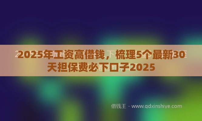 2025年工资高借钱，梳理5个最新30天担保费必下口子2025