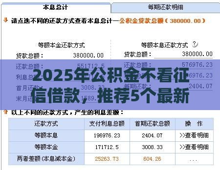 2025年公积金不看征信借款，推荐5个最新黑户平台能借款