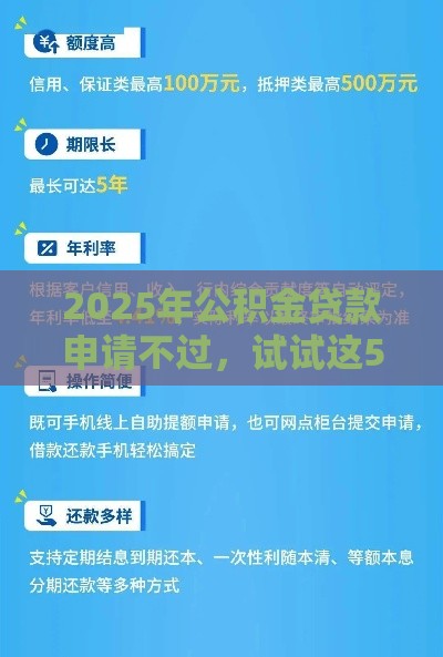 2025年公积金贷款申请不过，试试这5个最新银行贷款平台