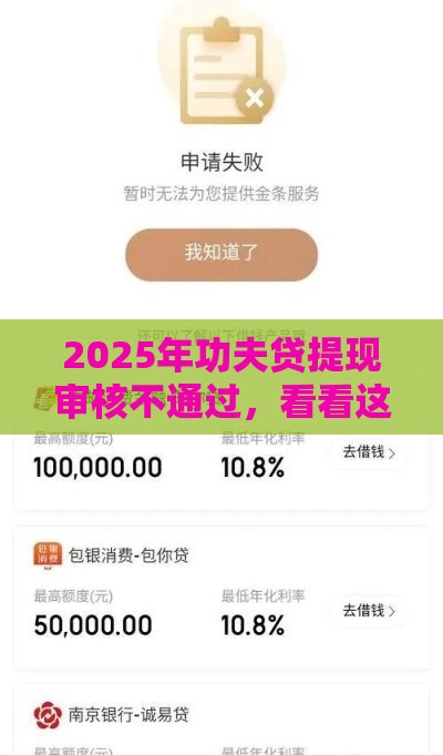 2025年功夫贷提现审核不通过，看看这5个最新网贷口子