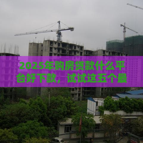 2025年购房贷款什么平台好下款，试试这五个最新不看征信的借钱平台