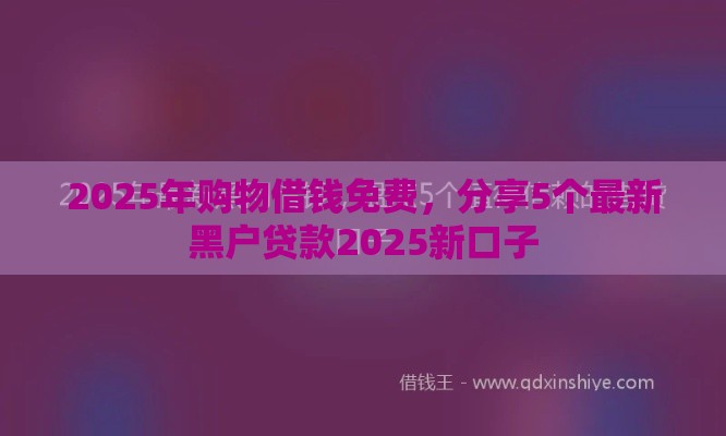 2025年购物借钱免费，分享5个最新黑户贷款2025新口子