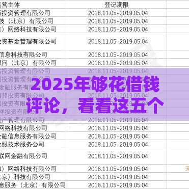 2025年够花借钱评论，看看这五个最新网贷交流平台