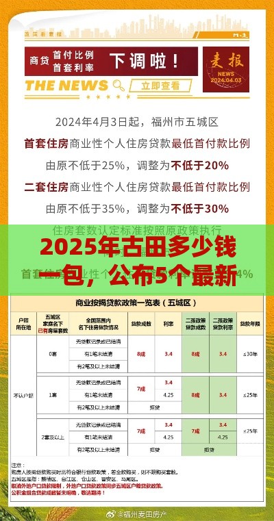 2025年古田多少钱一包，公布5个最新贷款新口子不查征信2025