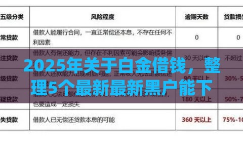 2025年关于白金借钱，整理5个最新最新黑户能下款的app口子