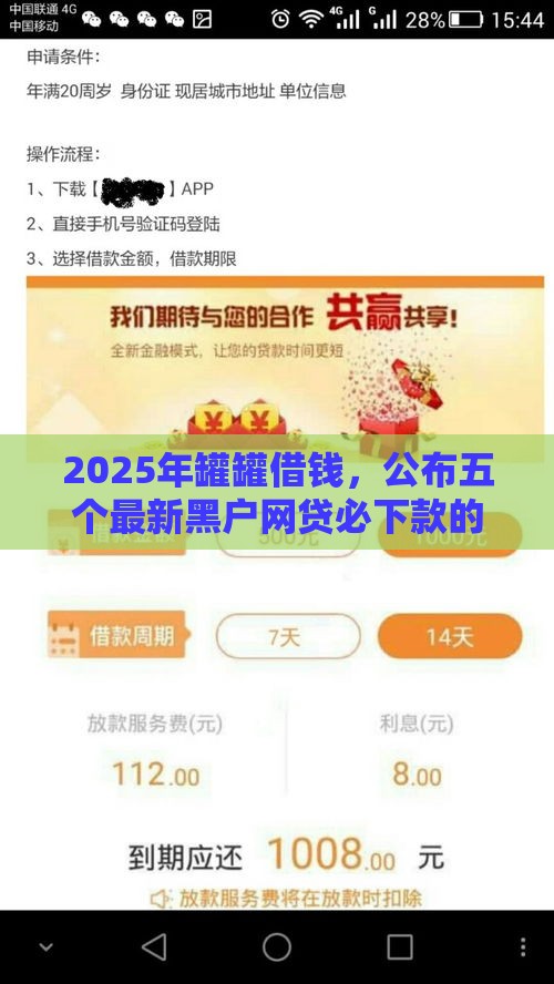 2025年罐罐借钱，公布五个最新黑户网贷必下款的平台