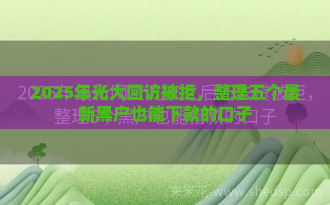 2025年光大回访被拒，整理五个最新黑户也能下款的口子
