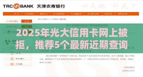 2025年光大信用卡网上被拒，推荐5个最新近期查询多负债高还能出额度的口子