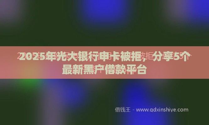 2025年光大银行申卡被拒，分享5个最新黑户借款平台