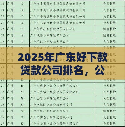 2025年广东好下款贷款公司排名，公布5个最新借500元立马到账软件