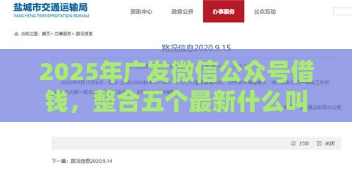 2025年广发微信公众号借钱，整合五个最新什么叫网贷平台